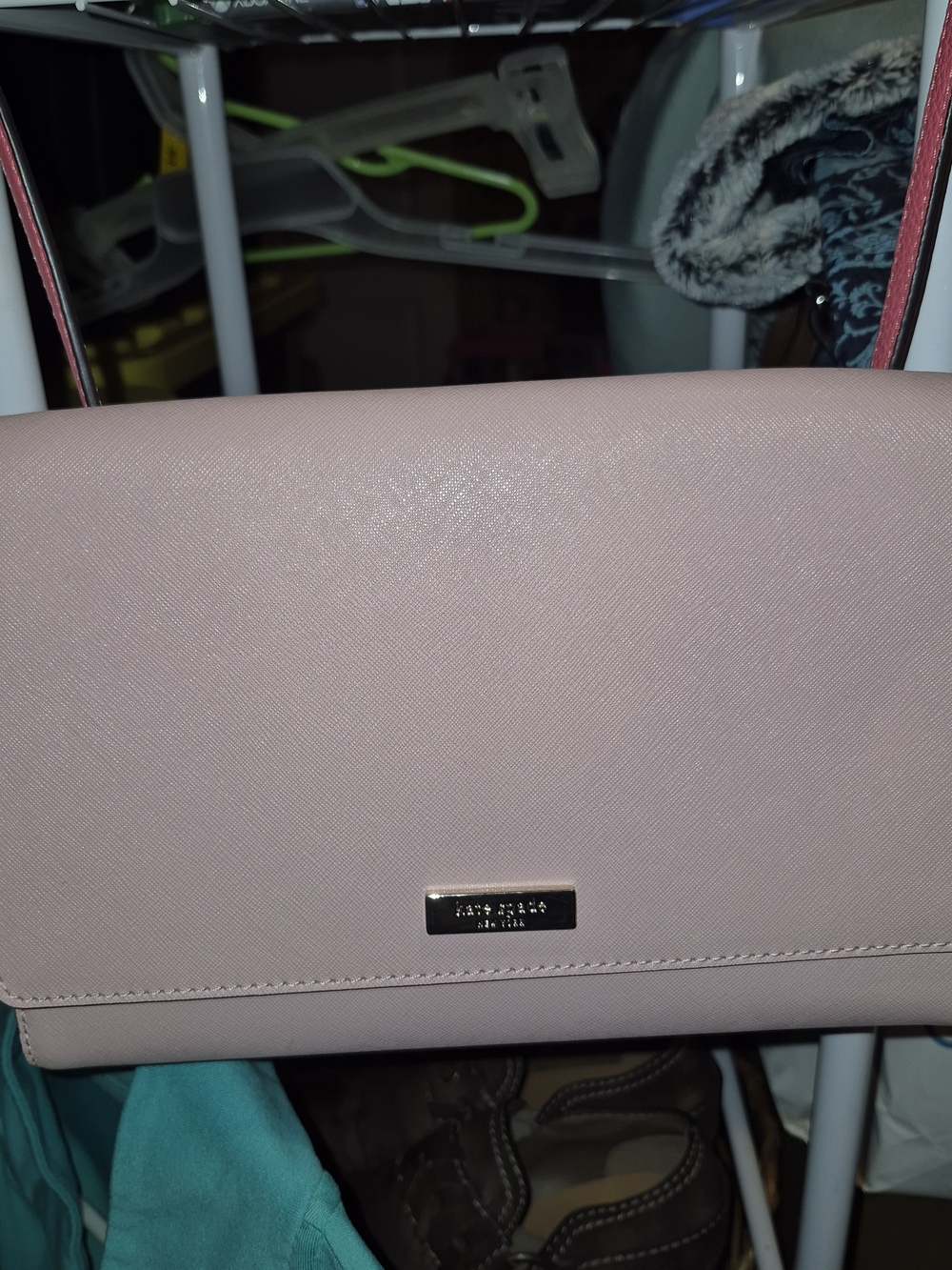 kate spade Pink Saffiano Crossbody Shoulder Bag with Gold Plaque
